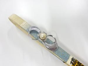 未使用品　パール帯留め・正絹佐賀錦帯締めセット